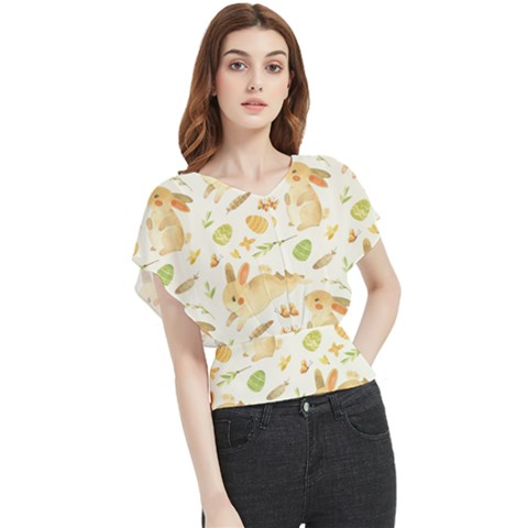 Cute Rabbits - Easter Spirit  Butterfly Chiffon Blouse by ConteMonfrey