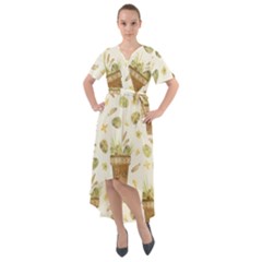 Plant Pot Easter Front Wrap High Low Dress by ConteMonfrey