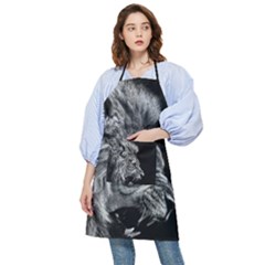 Roar Angry Male Lion Black Pocket Apron by danenraven