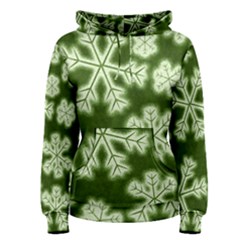 Snowflakes And Star Patterns Green Frost Women s Pullover Hoodie by artworkshop