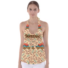 Ethnic Tribal Pattern Background Babydoll Tankini Top by Vaneshart