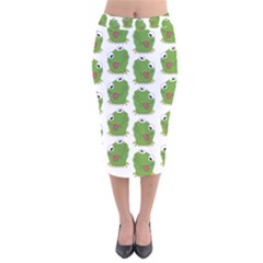 Kermit The Frog Pattern Velvet Midi Pencil Skirt by Valentinaart