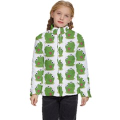 Kermit The Frog Pattern Kids  Puffer Bubble Jacket Coat by Valentinaart