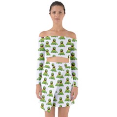 Kermit The Frog Off Shoulder Top With Skirt Set by Valentinaart