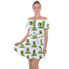 Kermit The Frog Off Shoulder Velour Dress by Valentinaart