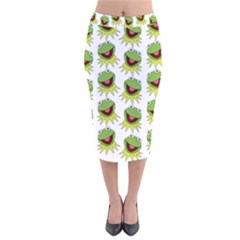 Kermit The Frog Velvet Midi Pencil Skirt by Valentinaart