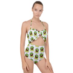 Kermit The Frog Scallop Top Cut Out Swimsuit by Valentinaart