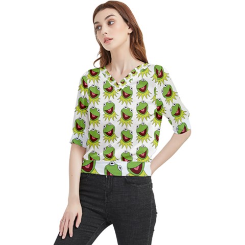 Kermit The Frog Quarter Sleeve Blouse by Valentinaart