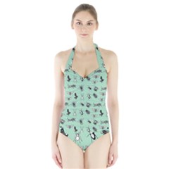 Insects Pattern Halter Swimsuit by Valentinaart