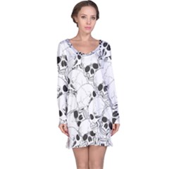 Skull Pattern Long Sleeve Nightdress by Valentinaart