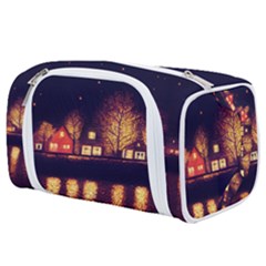 Night Houses River Bokeh Leaves Fall Autumn Toiletries Pouch by danenraven