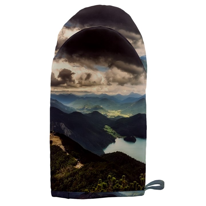 Mountains Sky Clouds Sunset Peak Overlook River Microwave Oven Glove