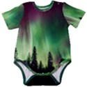 Aurora Borealis Northern Lights Forest Trees Woods Baby Short Sleeve Onesie Bodysuit View1