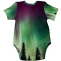 Aurora Borealis Northern Lights Forest Trees Woods Baby Short Sleeve Onesie Bodysuit View2