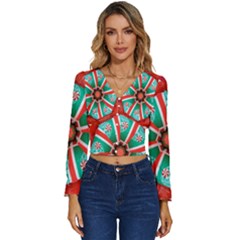 Christmas Kaleidoscope Long Sleeve V-neck Top by artworkshop