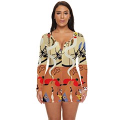 Carnival Of The Harlequin Art Long Sleeve Boyleg Swimsuit by danenraven