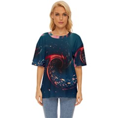 Fluid Swirl Spiral Twist Liquid Abstract Pattern Oversized Basic Tee by Ravend