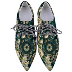 Fractal Glowing Kaleidoscope Wallpaper Art Design Pointed Oxford Shoes by Ravend