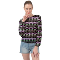 Skullspider Banded Bottom Chiffon Top by Sparkle