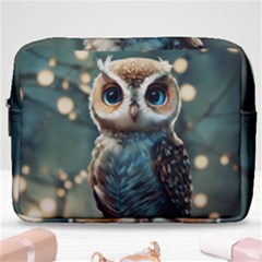 Owl Bird Bird Of Prey Ornithology Animal Make Up Pouch (large) by Pakemis