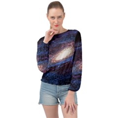 Space Cosmos Galaxy Stars Black Hole Universe Banded Bottom Chiffon Top by Pakemis