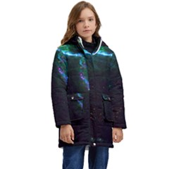 Space Cosmos Galaxy Stars Black Hole Universe Art Kid s Hooded Longline Puffer Jacket by Pakemis