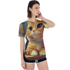 Cute Cat Cat Feline 3d Perpetual Short Sleeve T-shirt by Pakemis