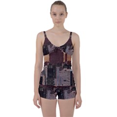 Skyline Skyscrapers Futuristic Sci-fi Panorama Tie Front Two Piece Tankini by Pakemis