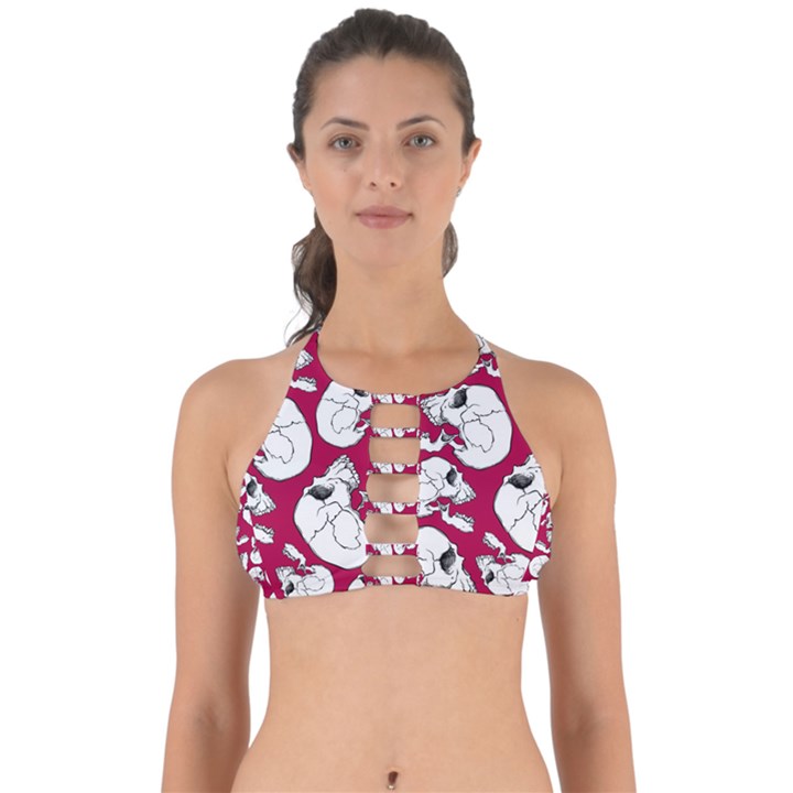 Terrible Frightening Seamless Pattern With Skull Perfectly Cut Out Bikini Top