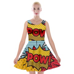 Pow Word Pop Art Style Expression Vector Velvet Skater Dress by Pakemis