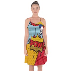 Pow Word Pop Art Style Expression Vector Ruffle Detail Chiffon Dress by Pakemis