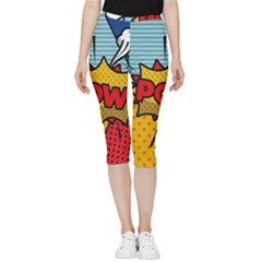 Pow Word Pop Art Style Expression Vector Inside Out Lightweight Velour Capri Leggings  by Pakemis