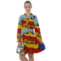 Pow Word Pop Art Style Expression Vector All Frills Chiffon Dress by Pakemis