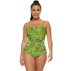 Seamless Pattern With Kids Retro Full Coverage Swimsuit by Pakemis