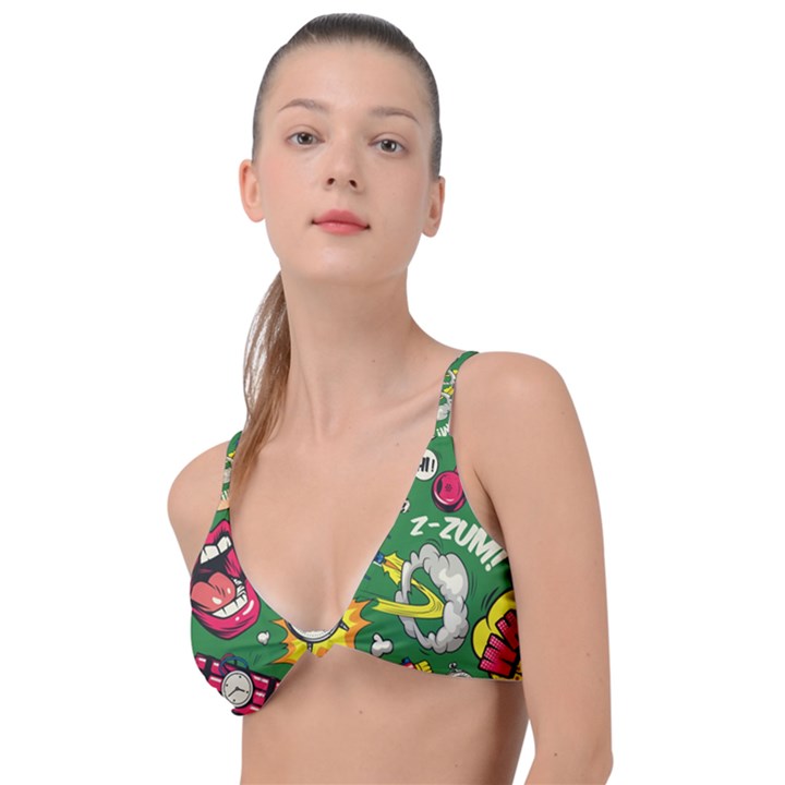 Pop Art Colorful Seamless Pattern Knot Up Bikini Top