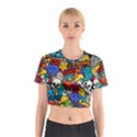 Graffiti Characters Seamless Pattern Cotton Crop Top View1