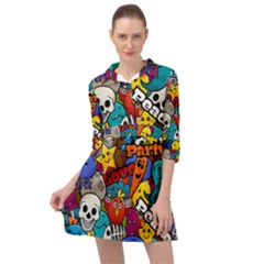 Graffiti Characters Seamless Pattern Mini Skater Shirt Dress by Pakemis