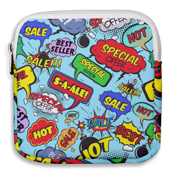 Comic Bubbles Seamless Pattern Mini Square Pouch