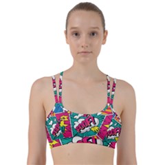 Comic Colorful Seamless Pattern Line Them Up Sports Bra by Pakemis