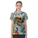 Comic Elements Colorful Seamless Pattern Women s Sport Mesh Tee View1