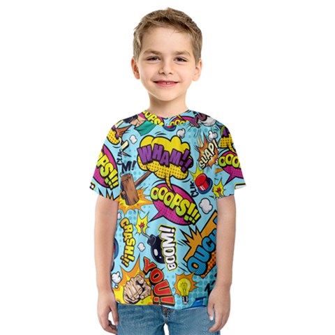 Comic Elements Colorful Seamless Pattern Kids  Sport Mesh Tee by Pakemis