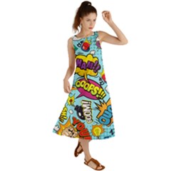 Comic Elements Colorful Seamless Pattern Summer Maxi Dress by Pakemis