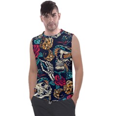 Vintage Art Tattoos Colorful Seamless Pattern Men s Regular Tank Top by Pakemis