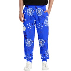 Blooming-seamless-pattern-blue-colors Men s Elastic Waist Pants by Pakemis