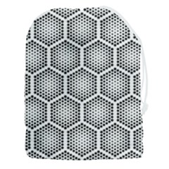 Halftone-tech-hexagons-seamless-pattern Drawstring Pouch (3xl) by Pakemis