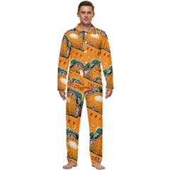 Seamless Pattern With Taco Men s Long Sleeve Velvet Pocket Pajamas Set by Pakemis