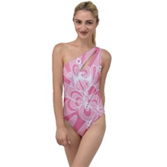 Pink Zendoodle To One Side Swimsuit by Mazipoodles