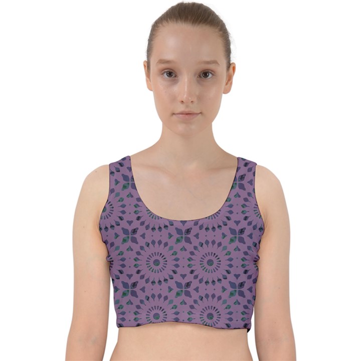 Kaleidoscope Scottish Violet Velvet Racer Back Crop Top