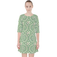 Kaleidoscope Peaceful Green Quarter Sleeve Pocket Dress by Mazipoodles