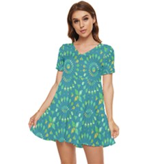 Kaleidoscope Jericho Jade Tiered Short Sleeve Babydoll Dress by Mazipoodles